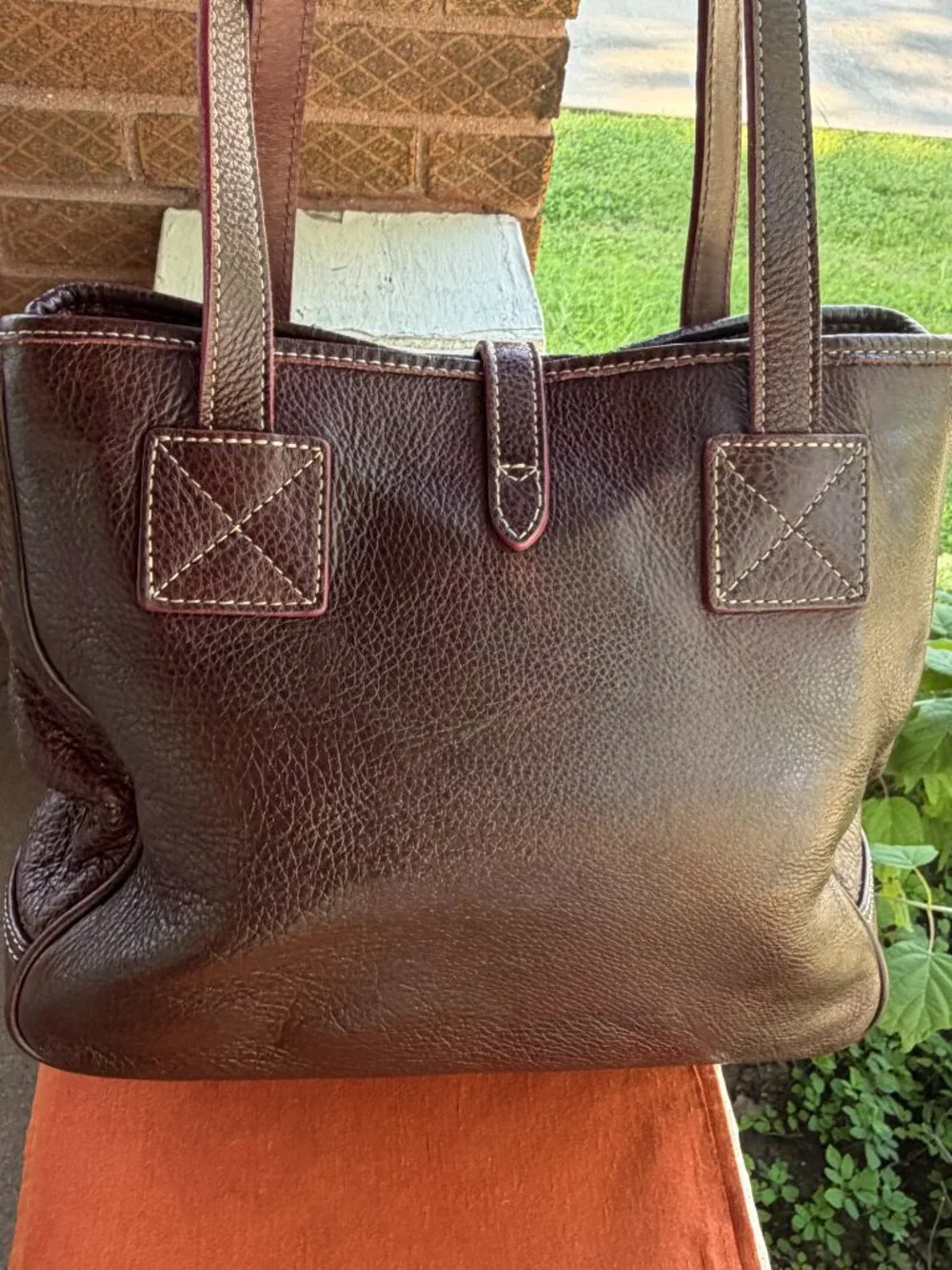 DOONEY & BOURKE Buckle Chestnut Pebbled Office Book Media Tote Shoulder Bag